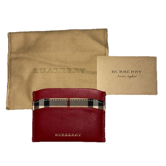 Burberry Card‎ Holder Women's Red Horseferry Check Izzy NEW